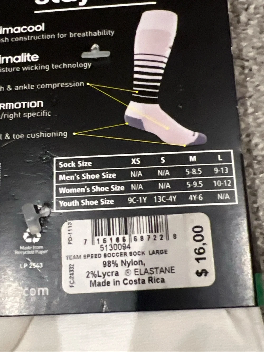 adidas large White and Dark Green Striped Soccer Crew Socks NWT